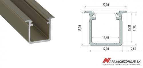 ALU PROFIL TYP G (Bronze eloxiert)