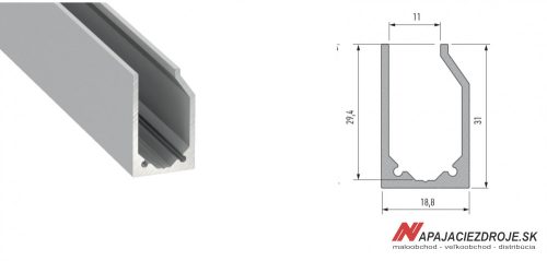 ALU PROFIL TYP I10 (Silber eloxiert)