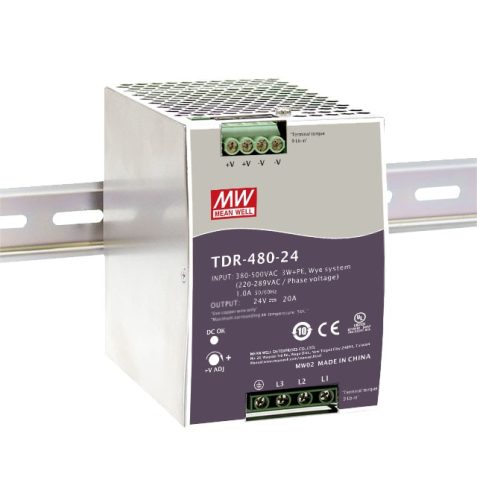 TDR-480-24 Hutschienen-Netzteil (dreiphasig) 480W / 24V 